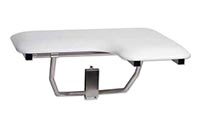 L-Shaped shower bench with naugahyde seat