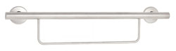 Seachrome Newport straight grab bar with integral towel bar in uncoated satin stainless steel