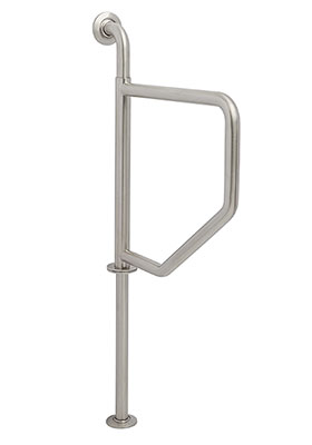 Seachrome floor mounted swing away grab bar in satin stainless steel finish