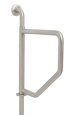 Seachrome wall mounted swing away grab bar in satin stainless steel finish