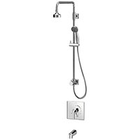 Duro tub, shower, and handshower system with overhead rainshower