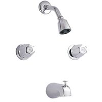 Tub and shower system with metal knob handles