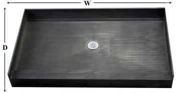 single curb shower pan top view