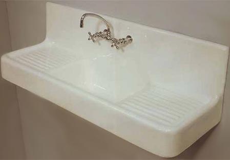 5-foot long wall-mounted drainboard kitchen sink