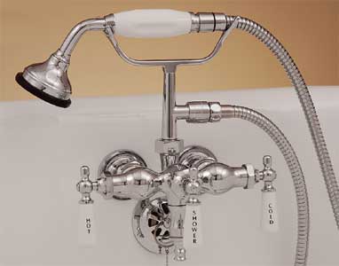 clawfoot filler valve with hand shower attached