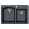Contemporary quartz-granite composite double bowl drop-in kitchen sink