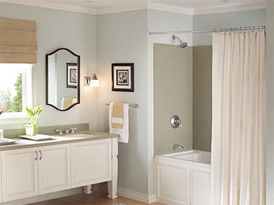 Allura tub and shower system installed