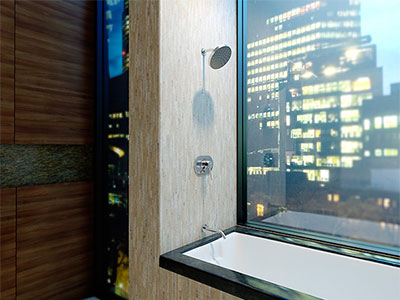 Sereno tub and shower system installed