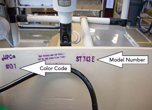 How to find Toto toilet model number and color code