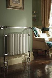 Floor mounted radiator-style towel warmer