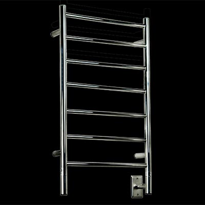 Image of 7 bar electric towel warmer, shown in polished stainless