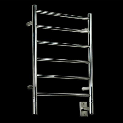 Image of 6 bar electric towel warmer, shown in polished stainless