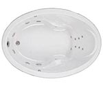 picture of a Swirl-Way Elba round jetted tub, shown in white