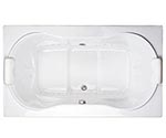 picture of a Swirl-Way Heathrow rectangular jetted tub, shown in white