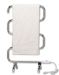 free standing or wall mounted towel warmer, shown in chrome finish