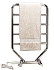 free standing or wall mounted towel warmer, shown in chrome finish