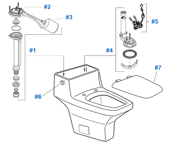 Parts diagram for American Standard Pallas toilet