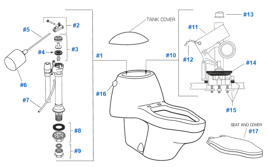 Parts diagram for American Standard Platner toilet - 2029.600