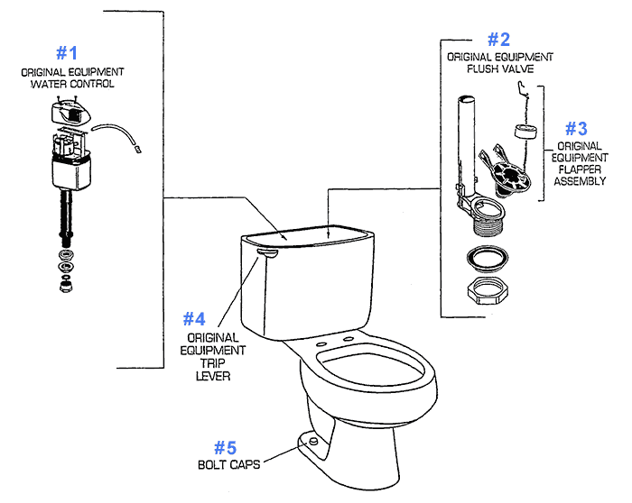 Parts diagram for Chloe toilets