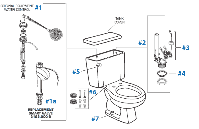 diagram of Colony toilet repair parts