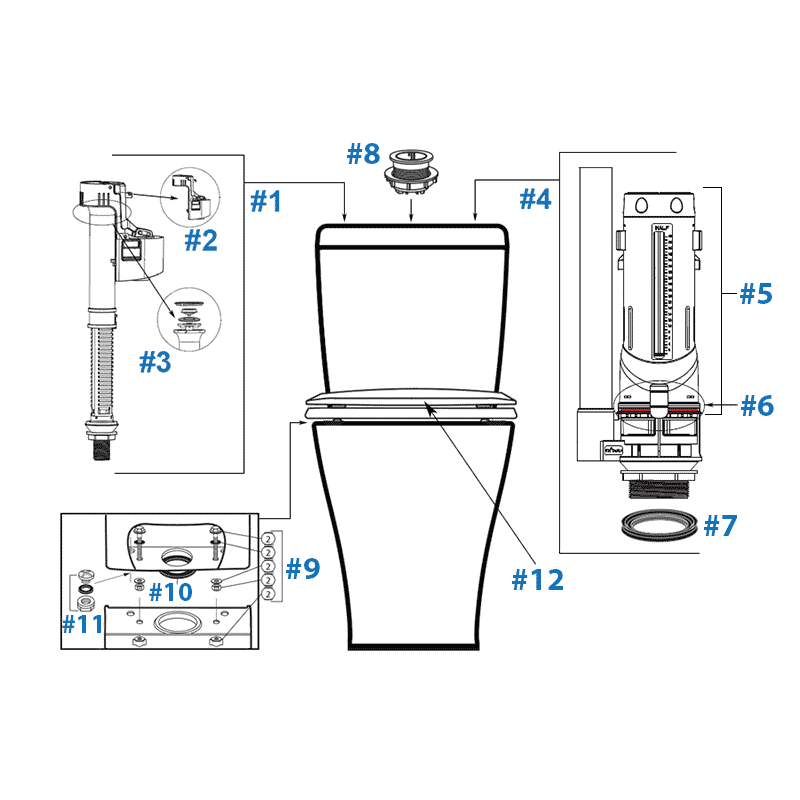 Parts diagram for Somerton Smart toilets