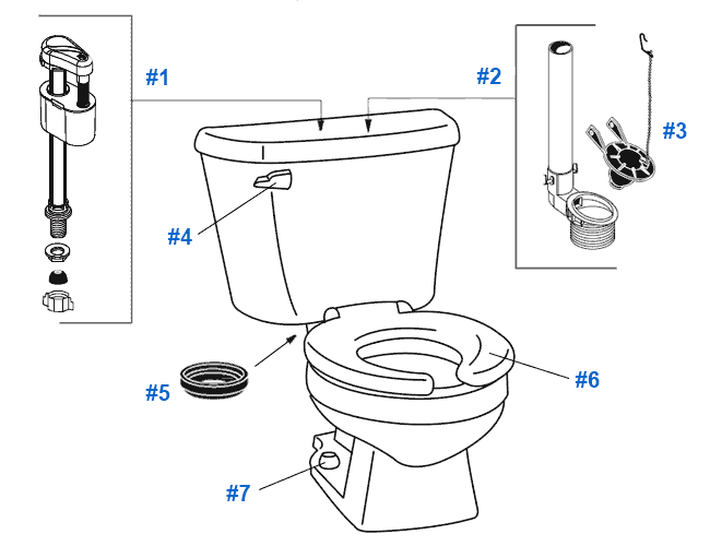 Parts diagram for Crane Baby Bowl toilets