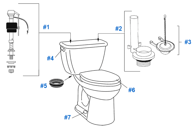 Parts diagram for Crane BigFoot toilets
