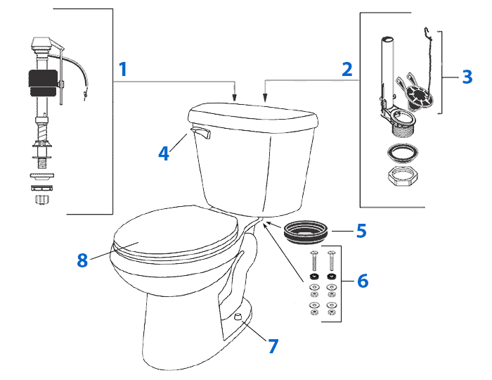 Parts diagram for Crane Galaxy / Cranada toilets