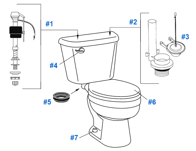 Parts diagram for Crane Opus toilets