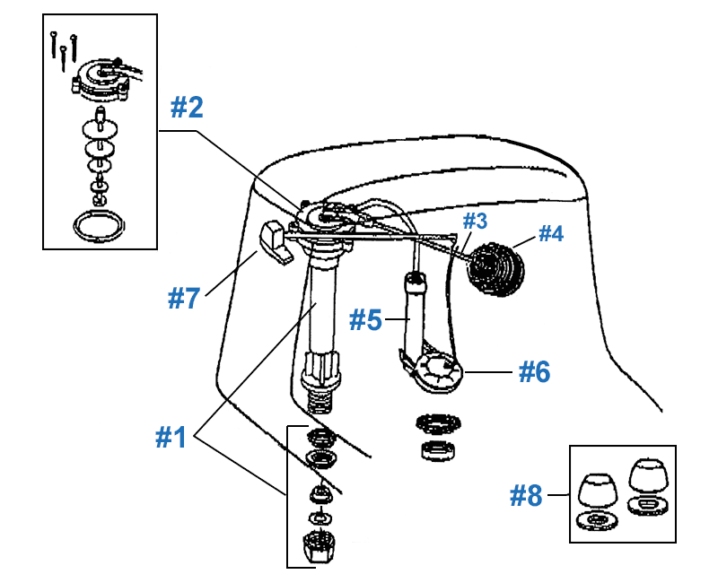 Repair parts for the Canterbury toilet - #081-1620