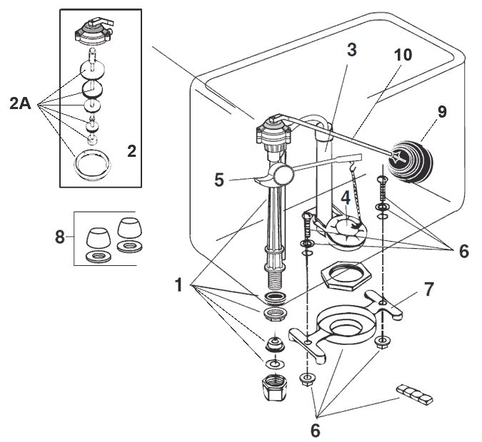 Repair parts for the Series III Savoy toilets