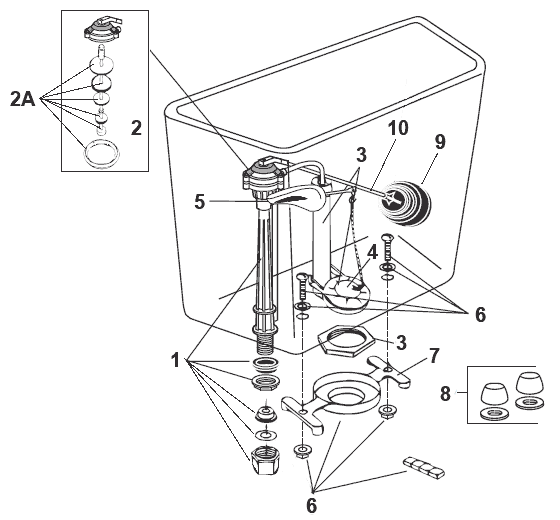 Repair parts for the Series III Preserver II toilets