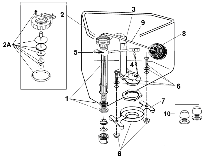 Repair parts for the Triangle Emblem and Triangle Patriot toilets