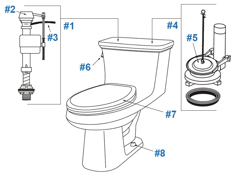 Parts diagram for Maxwell 21-017 one-piece toilets