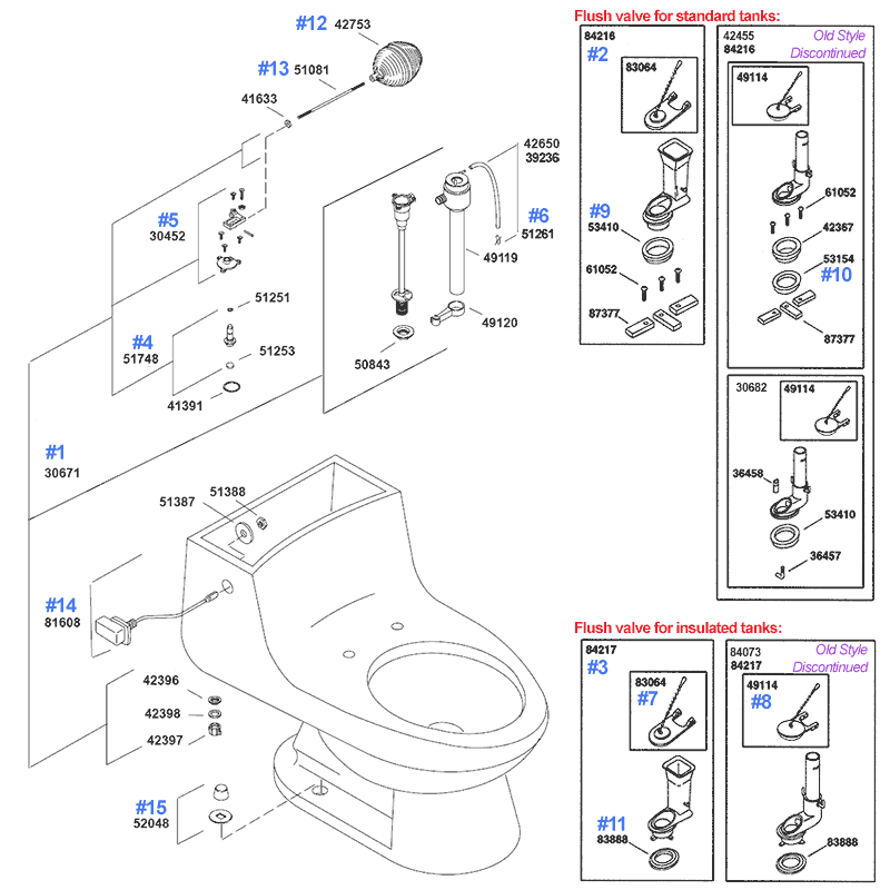 San Miguel repair parts by Kohler