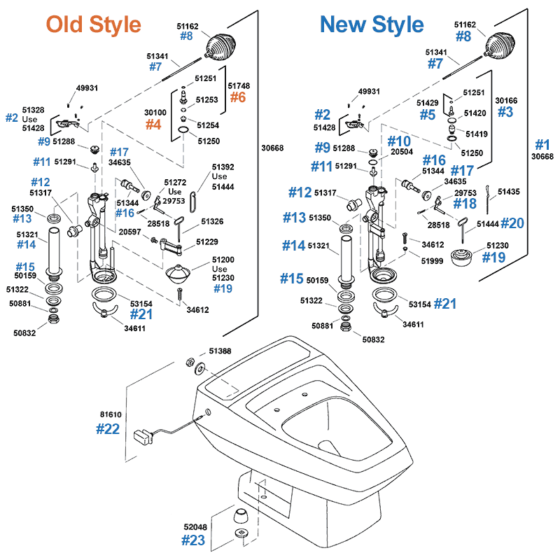 Parts diagram for Kohler Palarre one-piece toilet - model #K-3383