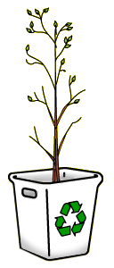 Tree in recycling bin