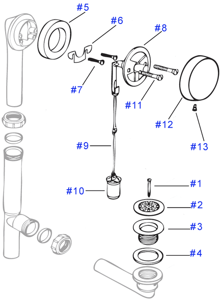 Trip Lever Waste and Overflow Assembly